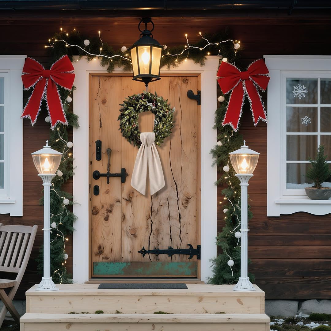 Skiennix Wreath Sash - Elegant Boxwood Garland Decor for Front Door | 2 Pack Burlap Ribbon
