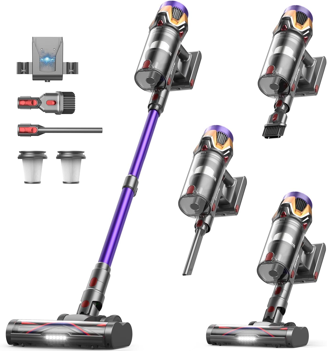 Skiennix Cordless Vacuum Cleaner - 55Kpa Suction Power, 70-Minute Runtime, Touch Screen | Self-Standing Design for Home & Pet Hair