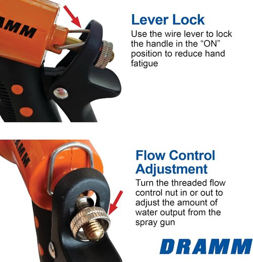 Dramm Revolver Heavy Duty Metal Garden Hose Nozzle - 9 Spray Patterns, Ergonomic Grip, High Pressure - Orange