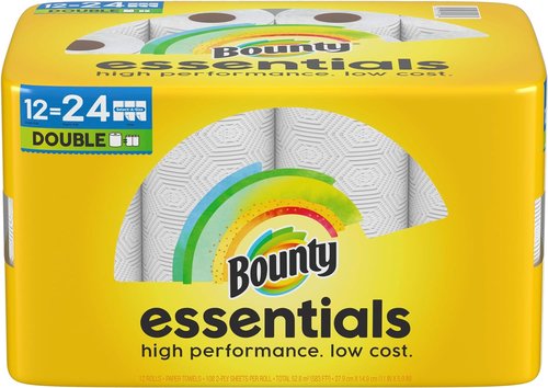 Bounty Essentials Select-A-Size Paper Towels - 12 Double Rolls, 108 Sheets Per Roll, White