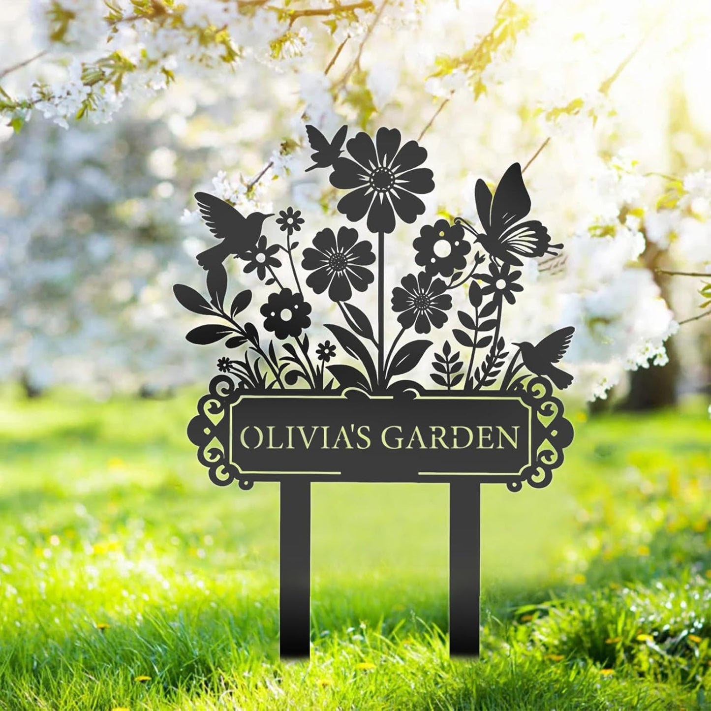 Skiennix Custom Garden Sign - Personalized Metal Stake for Outdoor Decor | Unique Gardening Gift
