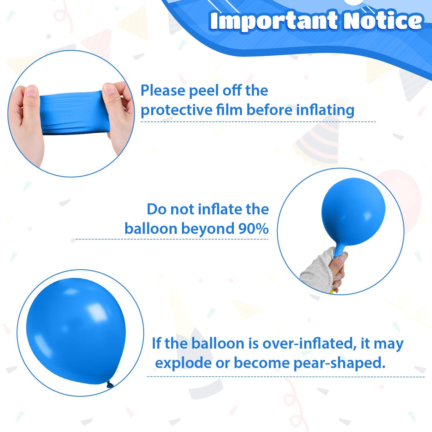Blue and Black Balloons,12 Inch Dark Blue and Silver Black Pearl Light Blue Balloons for Boys Birthday Party Decorations Baby Shower Graduations Celebrations Backdrop Supplies