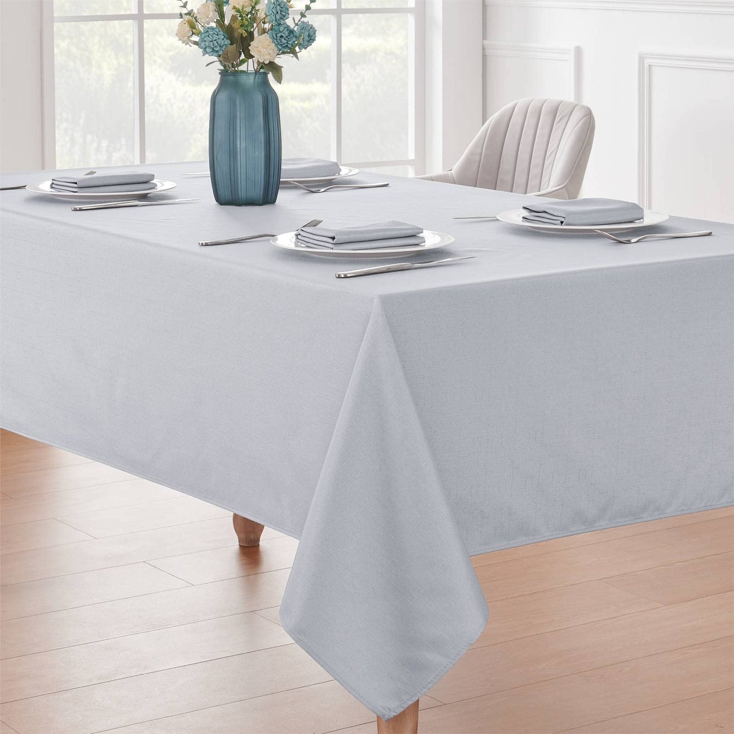 Veblandy Textured Rectangle Tablecloth 52x70 inch Table Cloth Water Resistant Wrinkle Free Spill-Proof, Decorative Fabric Table Cover Washable for Banquet Parties Event Holiday Dinner, Light Grey