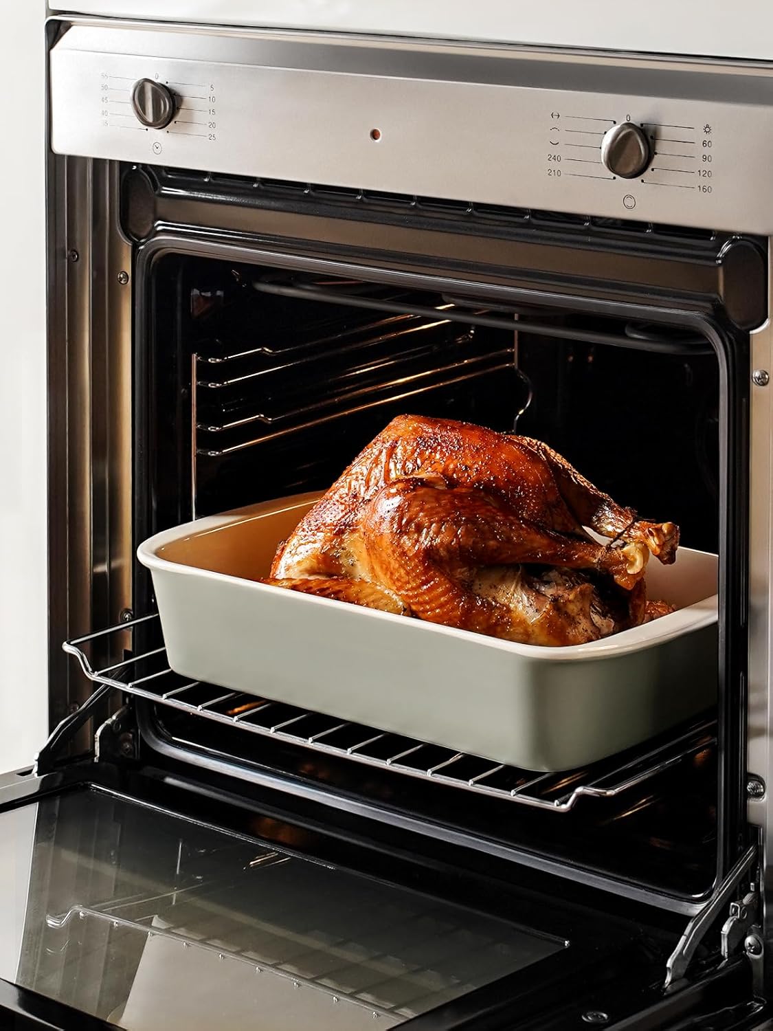 LE TAUCI Deep Casserole Dishes Set - 3-Piece Ceramic Bakeware with Roasting Racks | Large Lasagna Pans in Oatmeal Greige (4.6QT/3.0QT/1.6QT)