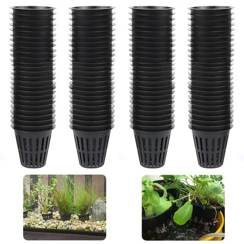 IPXEAD 50PCS 2 Inch Garden Slotted Mesh Net Cups, Round Heavy Duty Net Cups Pots for, Hydroponics Slotted Mesh