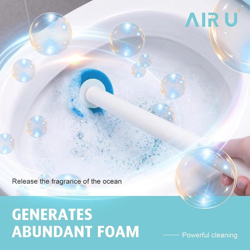 AIR U+ Disposable Toilet Brush - Complete Cleaning System with 24 Wand Refills & Storage Caddy