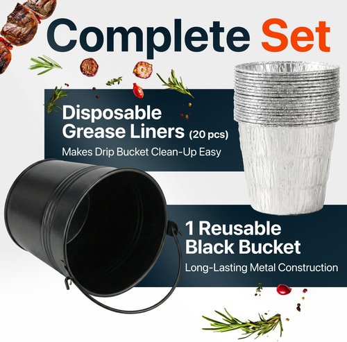 Grease Bucket for Traeger Pellet Grill - Includes 20 Grease Bucket Liners | Replacement Drip Bucket for Pro Series 575/780