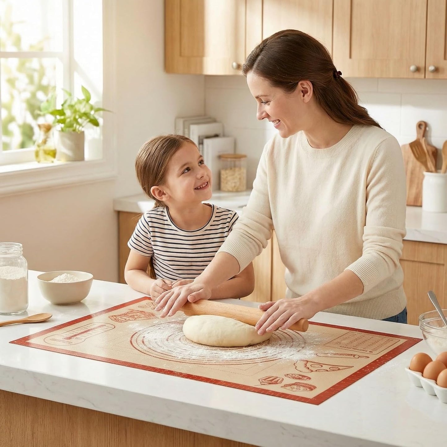 Skiennix Silicone Baking Pastry Dough Mat - 28x20 Inch Nonstick Rolling Sheet for Cookies & Bread