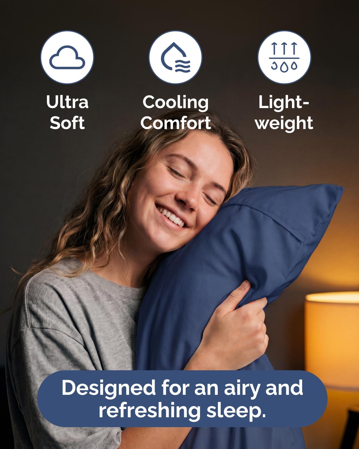 Lightweight Bed Sheet Set by [Brand Name] - Cooling Full Size Bedding for Hot Sleepers - Soft, Breathable with Deep Pockets - Navy Blue