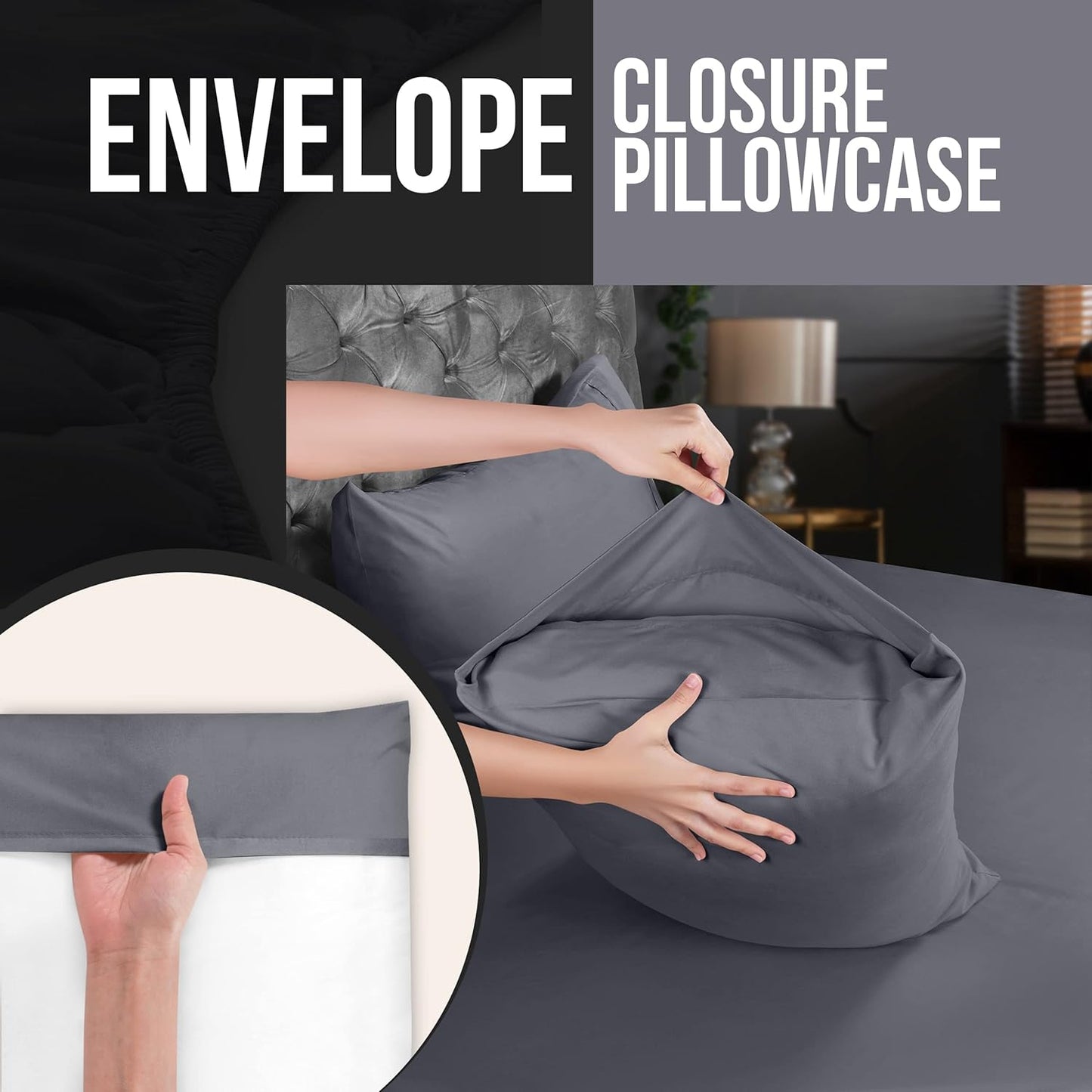 Utopia Bedding King Pillow Cases - Soft Brushed Microfiber - 4 Pack, 20 X 36 Inches | Fade Resistant, Grey