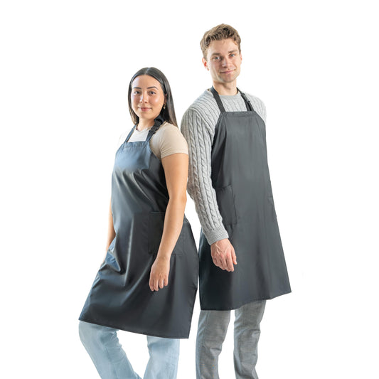 Waterproof Apron For Men and Women - 2 Pockets - Black - 2 Pack - 35" Multi Purpose Work Aprons for Dishwashing, Dog Grooming, Cleaning - Heavy Duty Dishwasher Apron - Water Resistant Kitchen Apron