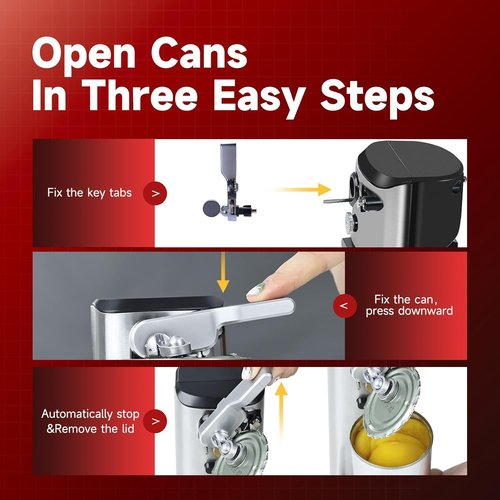 Davivy Electric Can Opener - 3-in-1 Design with Removable Stainless Steel Cutter | Black & Stainless Steel