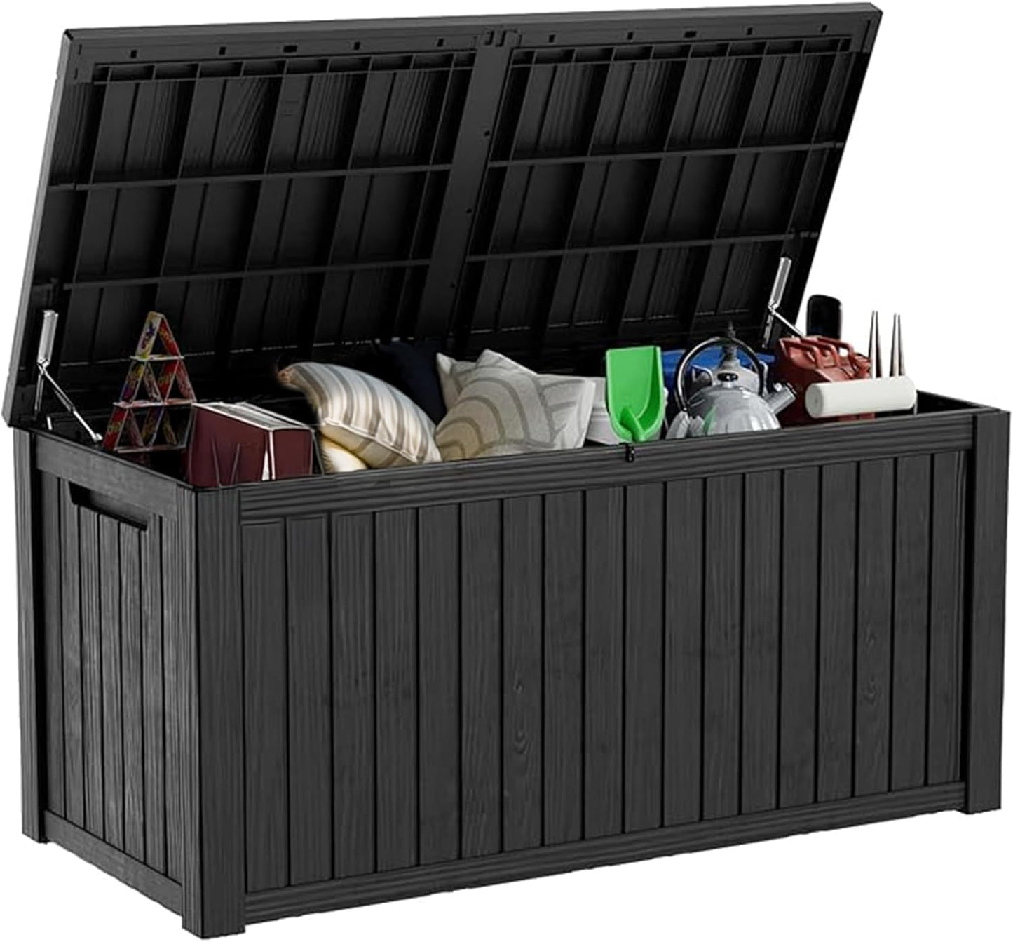 Skiennix 180 Gallon Waterproof Outdoor Storage Box - Lockable Resin Container for Patio Furniture & Tools | Black