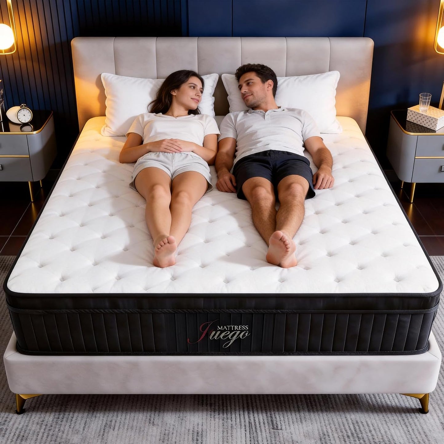 Juego 12 Inch Queen Mattress - Hybrid Design with Medium Firm Memory Foam & Pocket Springs for Pressure Relief