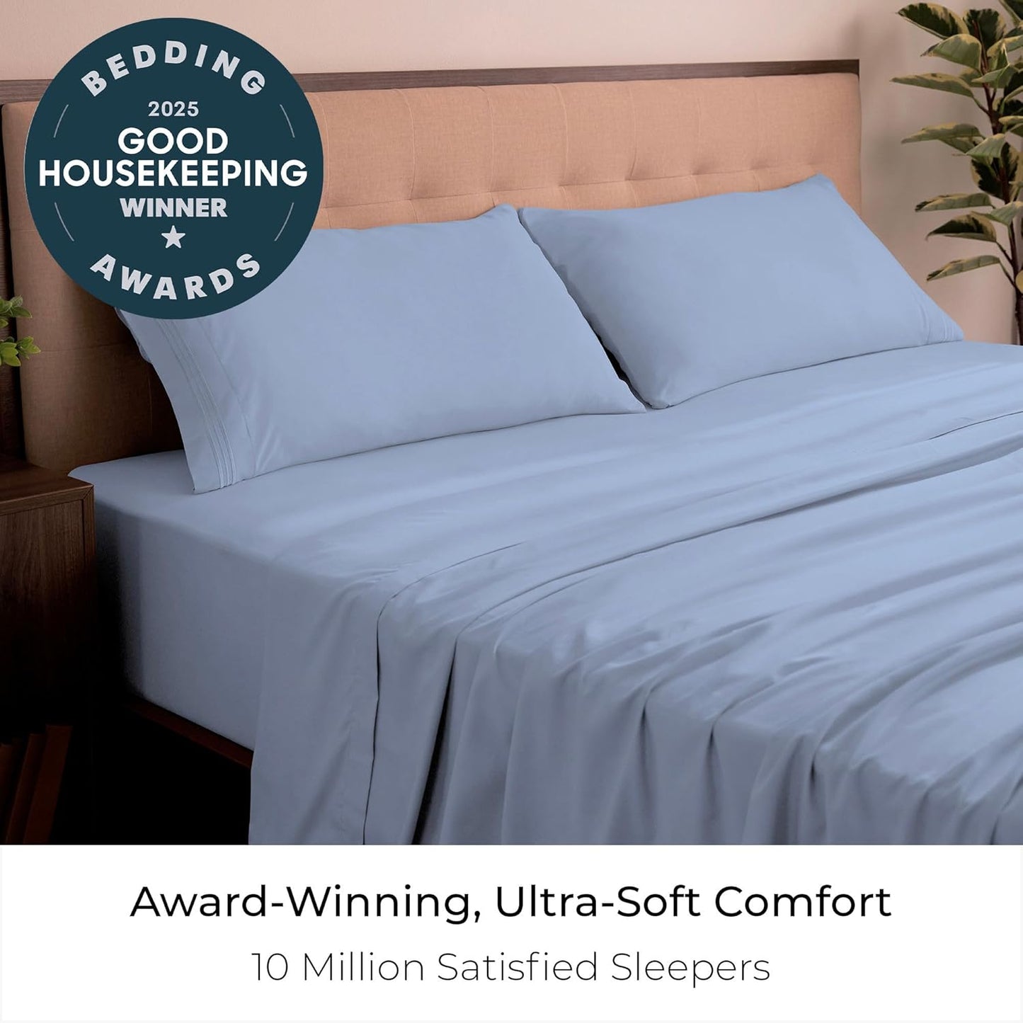 Mellanni King Sheets Set - Luxury 4 PC Bedding Collection | Extra Soft, Cooling, Wrinkle Resistant (Sky Blue)