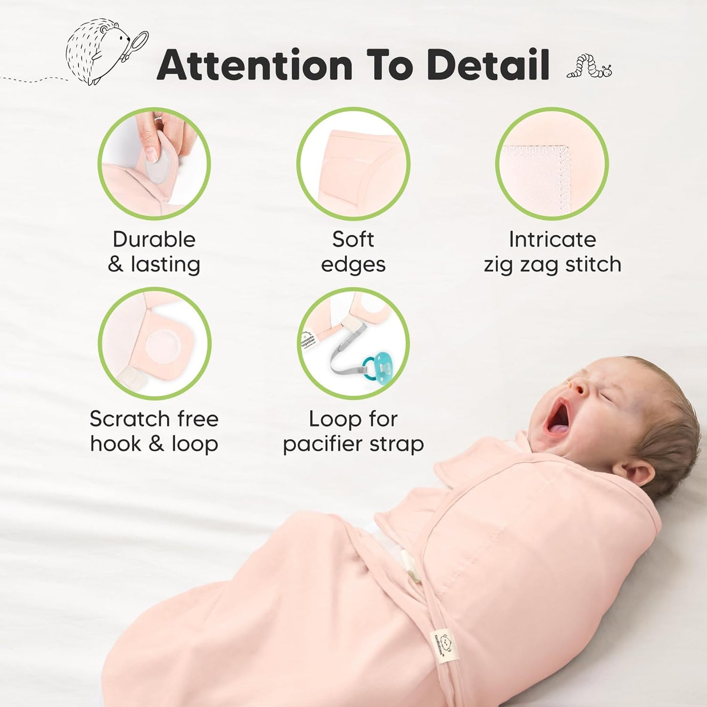 Skiennix Organic Baby Swaddle Sleep Sacks - Soft & Snug for Newborns 3-6 Months | 3-Pack, Angelic Color