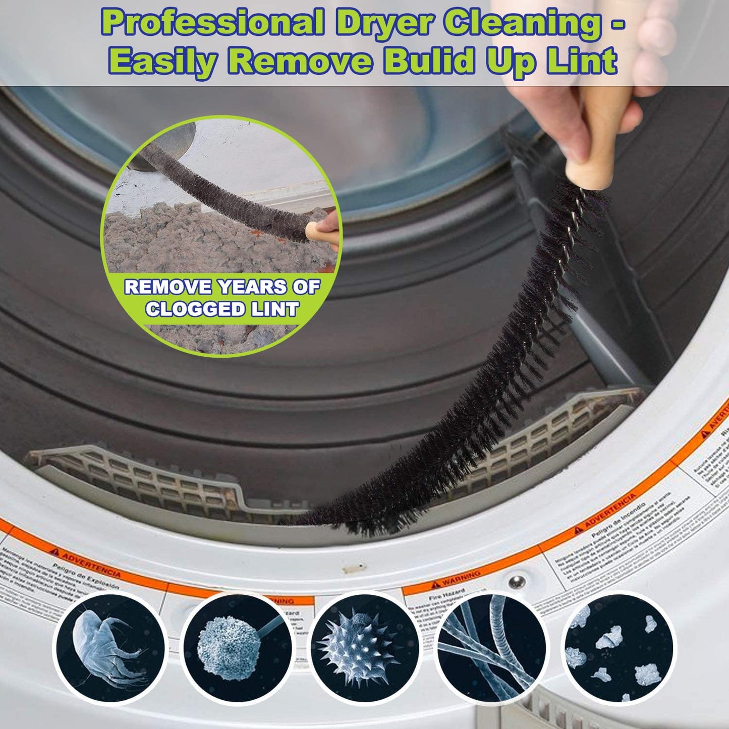 2 Pieces Dryer Vent Cleaner Kit Dryer Lint Brush Vacuum Hose Attachment Brush Lint Remover Power Washer and Dryer Vent Vacuum Hose Grey Pink