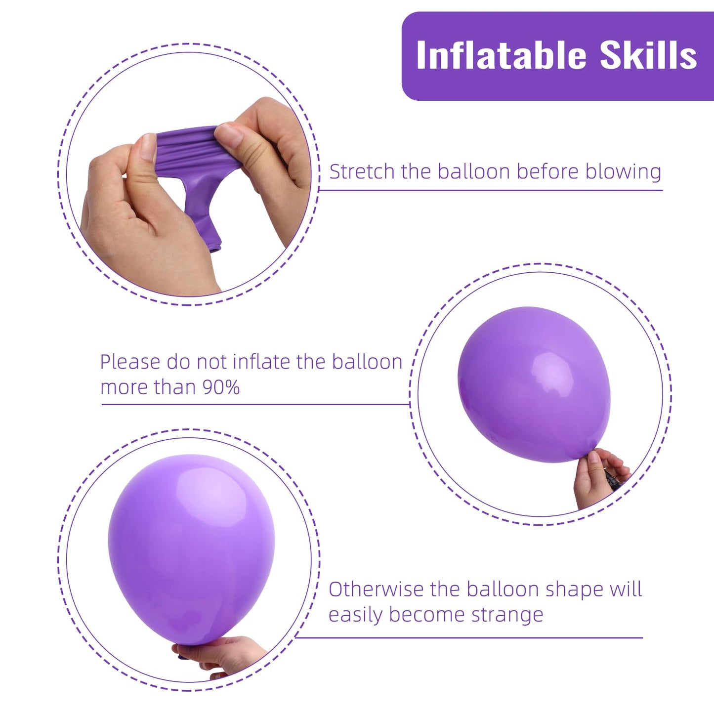 RUBFAC Purple Balloons 129pcs, Lavender Lilac Purple Balloon Arch Kit, Different Sizes 18 12 10 5 Inch for Masquerade Party Decorations Engagement Bachelorette Birthday Bridal Baby Shower Supplies