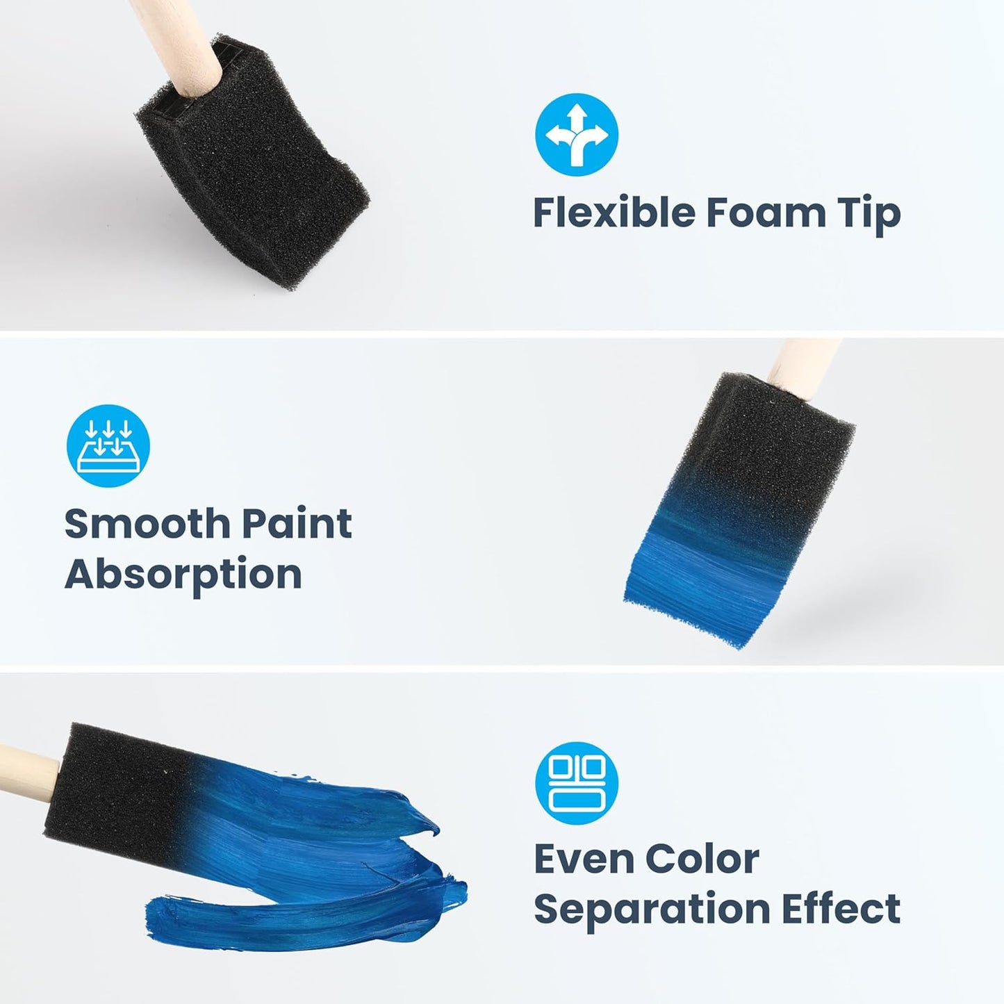 TX LiteArt Foam Paint Brushes - 50 Pcs Disposable 1-Inch Sponge Brushes for Painting & DIY Crafts