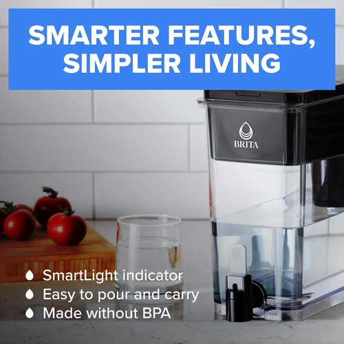 Brita UltraMax Water Dispenser - 27 Cup Capacity with 1 BritaPlus Filter - Sleek Black Design
