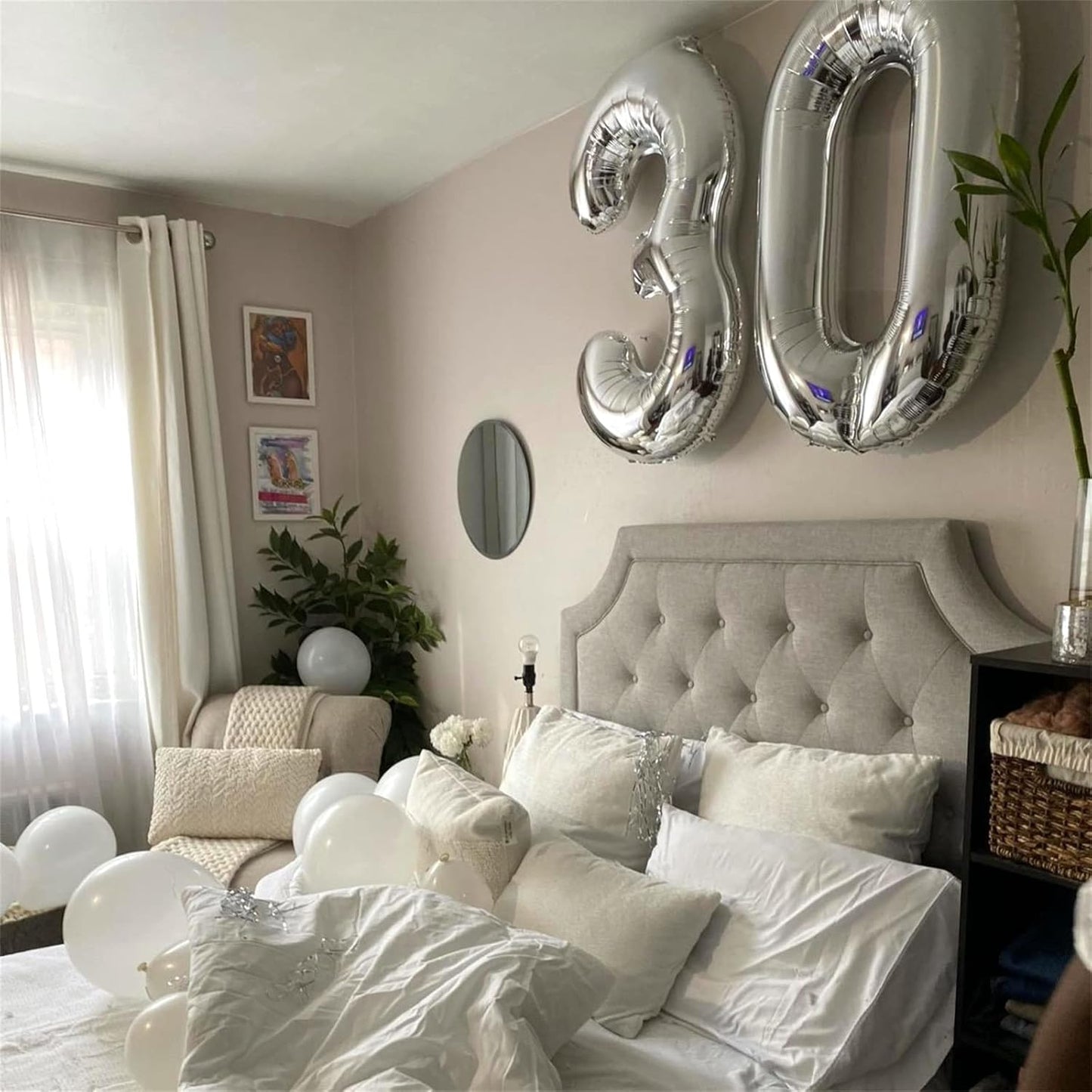 Skiennix 40-Inch Silver Foil Number 0 Balloon - Giant Self-Inflating Helium Decoration for Parties