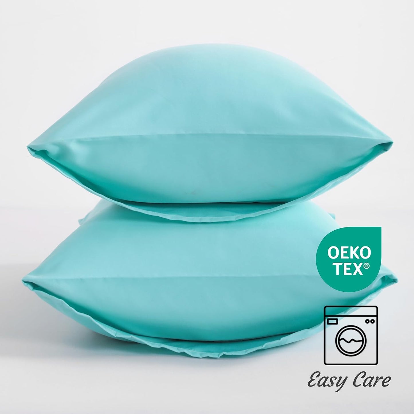 NTBAY Pillow Cases Set of 2 - Soft Brushed Microfiber, Wrinkle & Stain Resistant, Aqua 20x26 Inches
