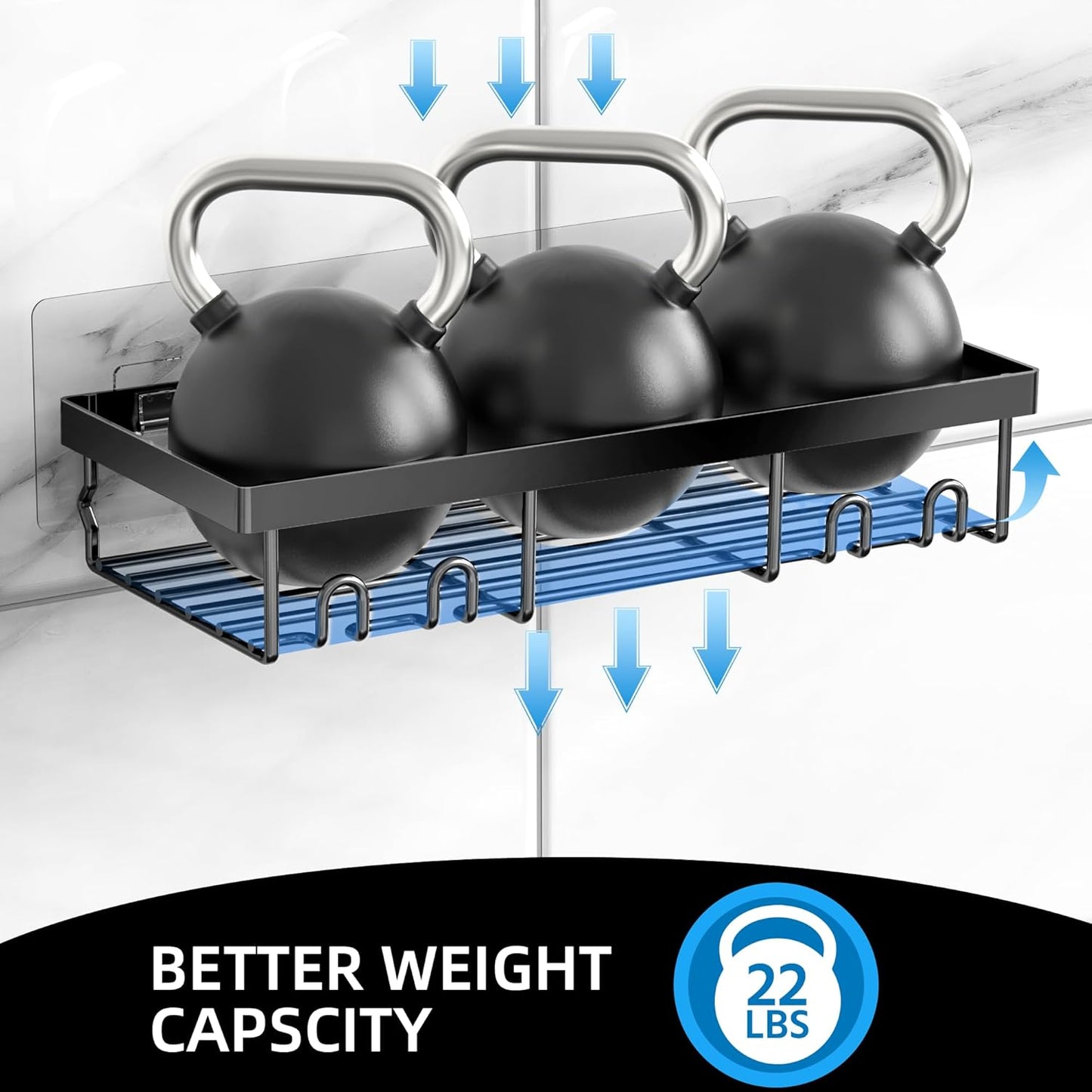 Moforoco Shower Caddy Basket Shelf - No Drilling, Rustproof Black Bathroom Organizer | 3-Pack with Soap Holder