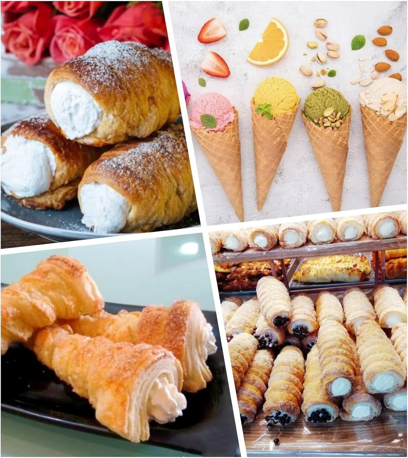 Skiennix 10-Pack Large Cream Horn Forms - Non-Stick 5-Inch Pastry Moulds for Croissants & Desserts
