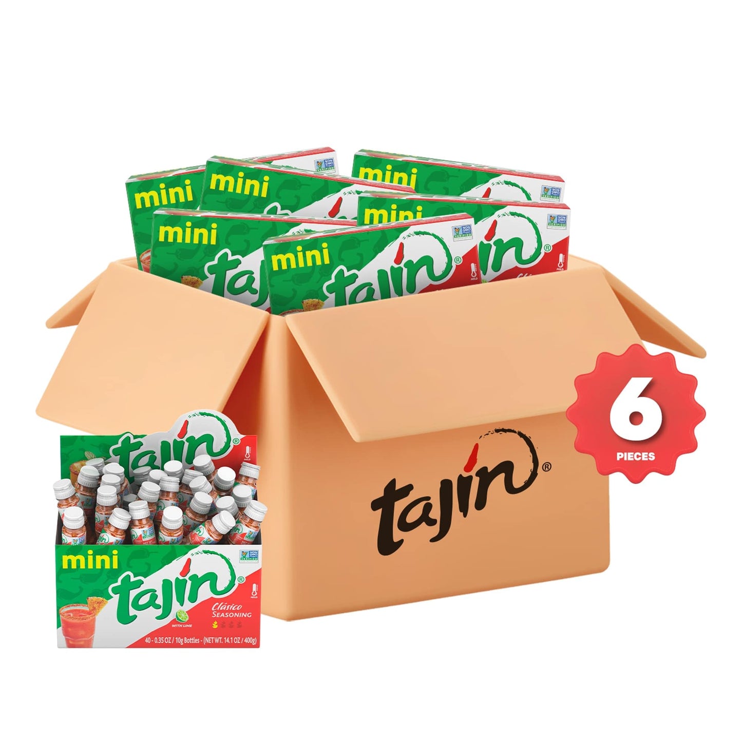Tajin Clásico Chile Lime Seasoning Mini Display 0.35 oz, 40 Mini Bottles (Pack of 6)