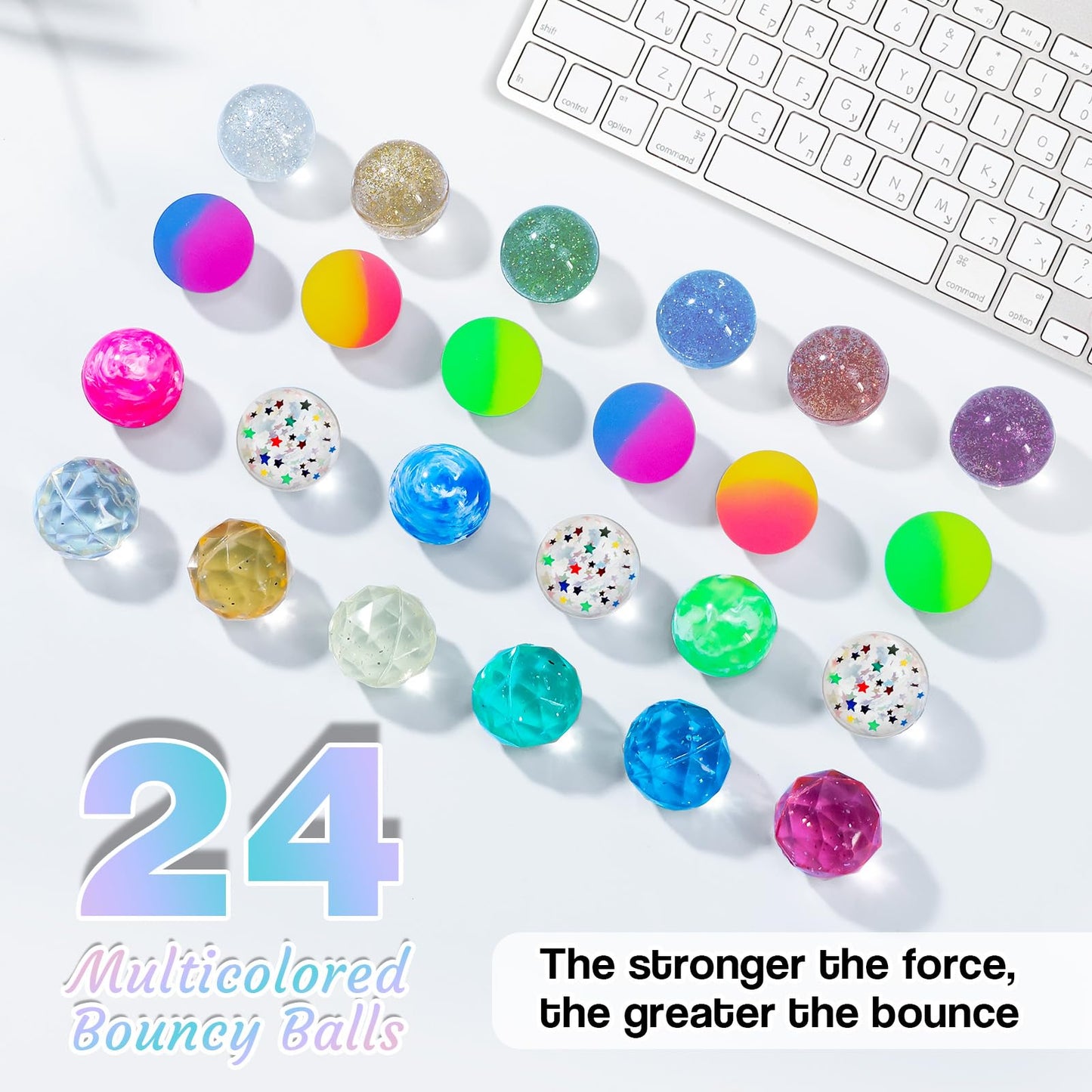 QYESQ Easter Egg Fillers - Easter Basket Stuffers - 24 Bouncy Balls, Fidget Toys, Easter Basket Essentials Party Favors Supplies, Family Games Prize Bulk Birthday Gifts for Boys Girls Teens Classroom