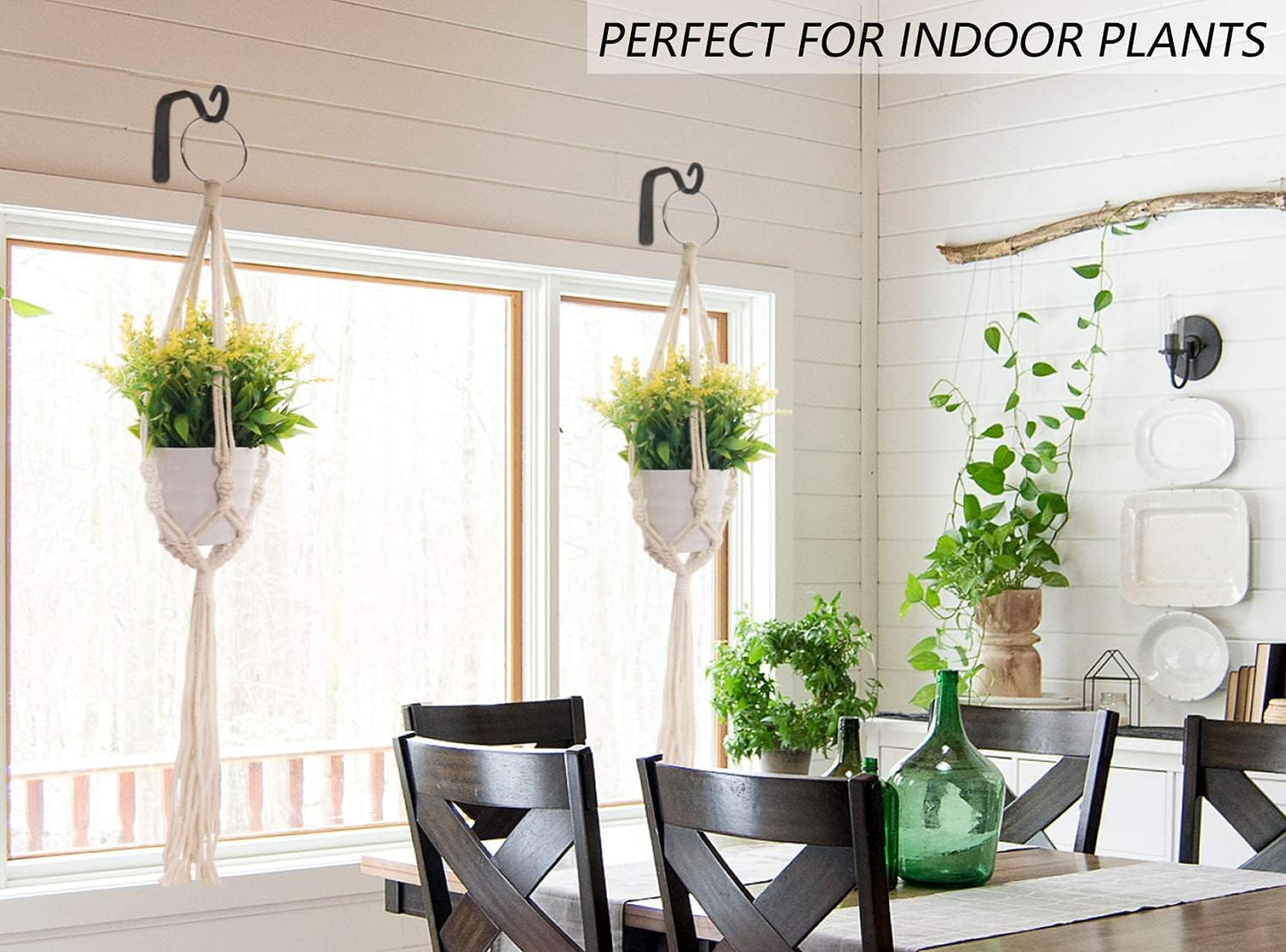 Skiennix Decorative Iron Wall Hooks - 5-Inch Outdoor Hanging Hooks for Lanterns & Planters | Black (2 Pcs)