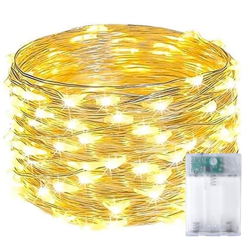 1-Pack Fairy Lights Battery Operated with Timer, Waterproof 16FT 50 LED String Lights Indoor Outdoor, Cuttable Starry Fairy Lights for Christmas Home Bedroom Wedding DIY Centerpiece Decor (Warm White)