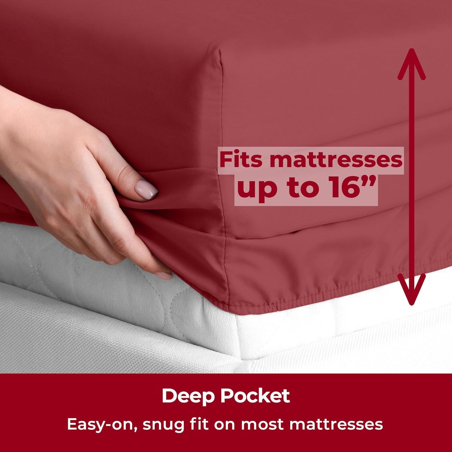 Mellanni Twin Sheets Set - 3 PC Hotel Luxury Bedding | Extra Soft, Cooling, Wrinkle-Resistant (Brick Red)