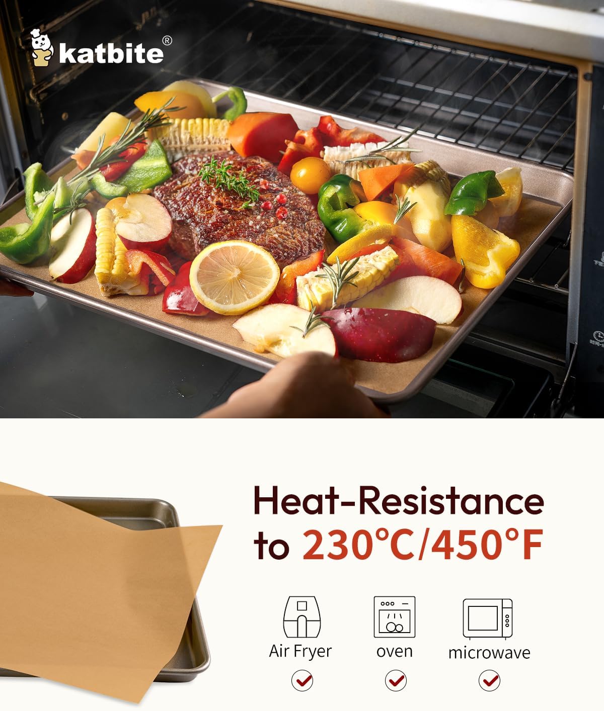 Katbite Parchment Paper Sheets - 265 Pcs Heavy Duty Unbleached, 10x15 Inches, Oil Proof for Baking & Steaming