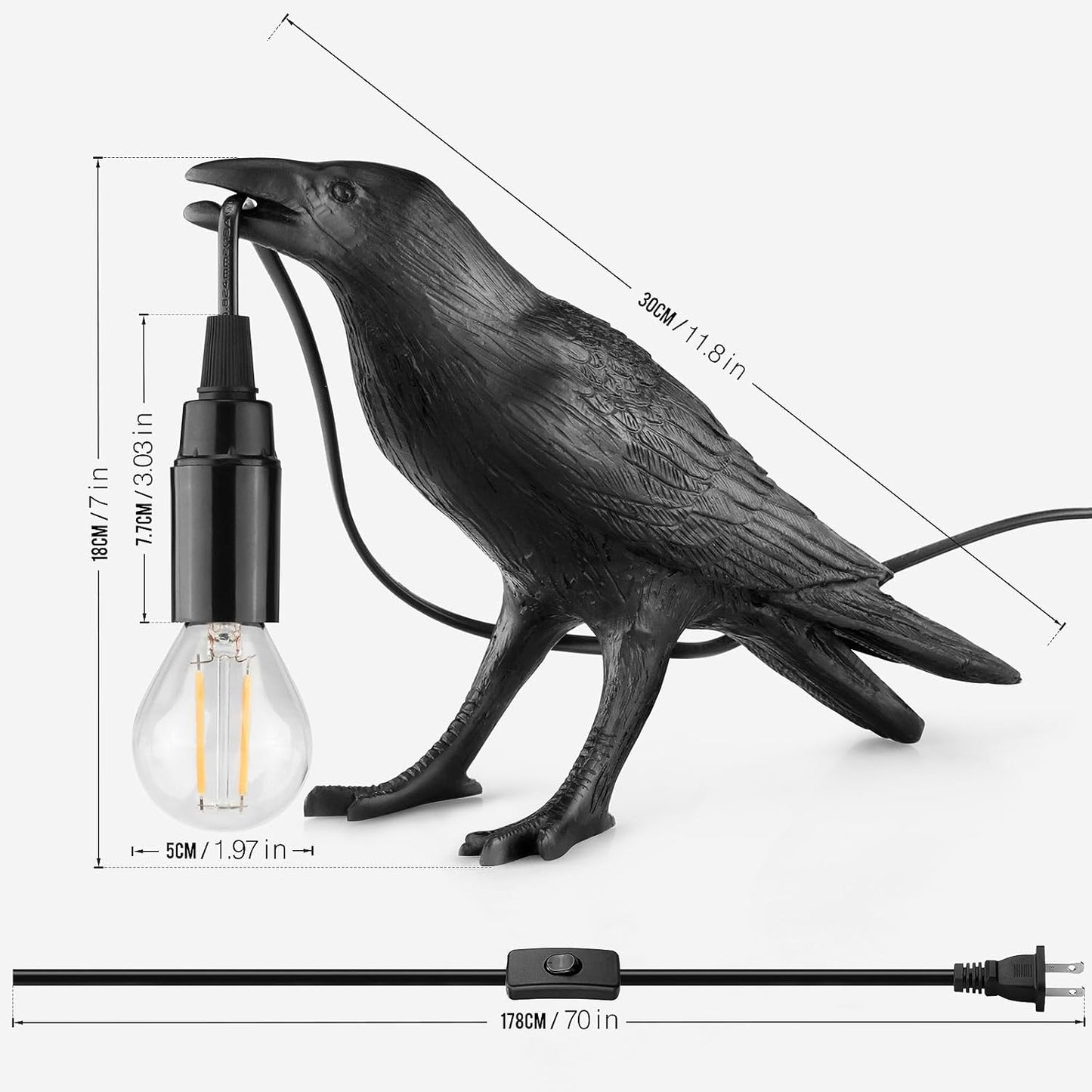 Regine Switzerland Halloween Crow Lamp - Gothic Raven Table Light for Home Decor | Perfect for Bedroom & Living Room
