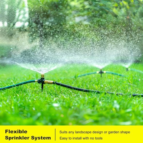 FANHAO Garden Sprinkler System - Adjustable 360° Coverage for Lawn, Patio & Flower Beds