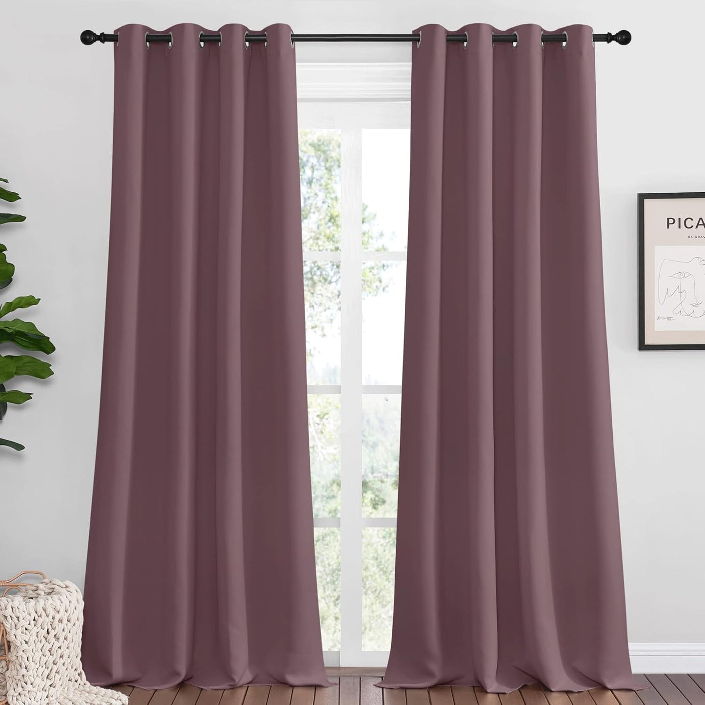NICETOWN Blackout Curtains - 108" Long, 55" Wide | Sound Reducing, Heat & Cold Blocking Panels for Modern Rooms