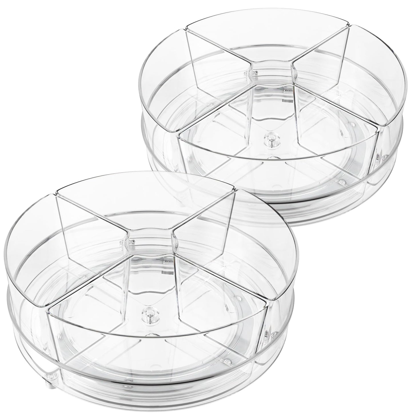 Slow Slog 2 Pack Lazy Susan Organizer, 9 inch Rotating Storage Organizer with 4 Removable Bins, Lazy Susan Turntable Organizer for Fridge, Kitchen, Vanity, Cabinet