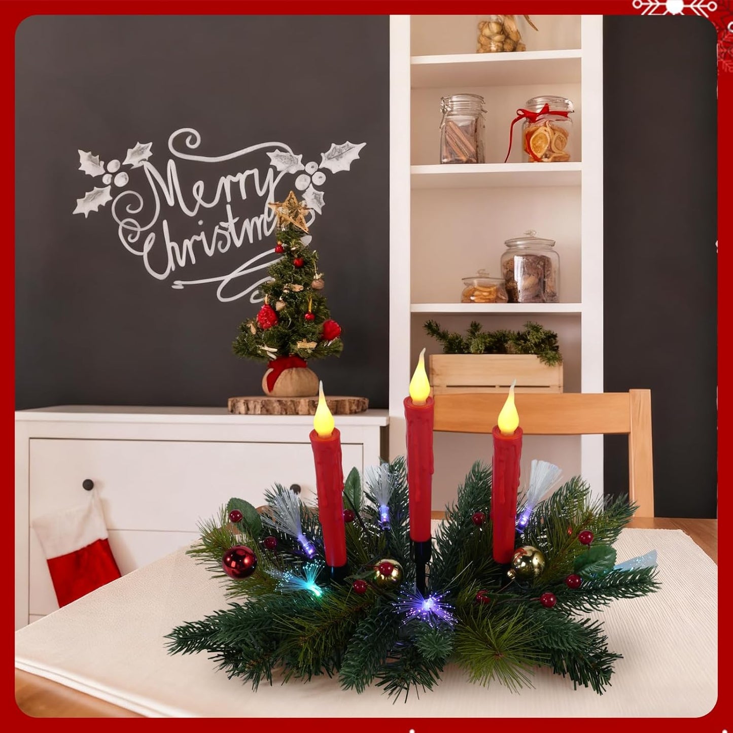 Aokudoni Christmas Table Centerpieces - Artificial Pine Branches & Berries | Indoor Holiday Decor