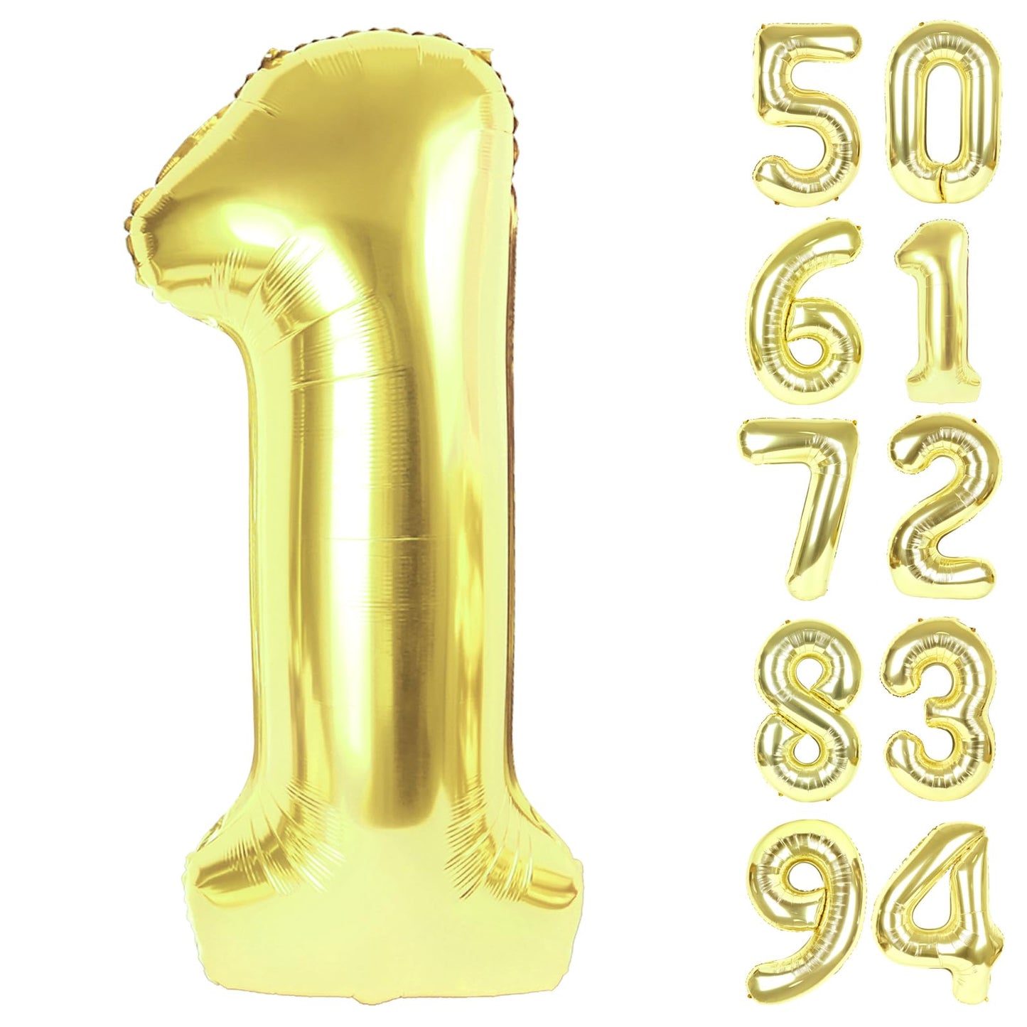 40 Inch Champagne Gold 1 Balloon for First Birthday, Light Gold 1st Number Balloons Birthday Decorations for Girl Kids Toddler Baby, One Giant Number 1 Balloon