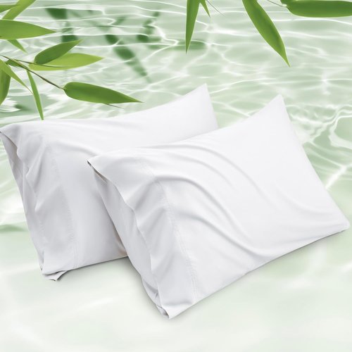 Bedsure Cooling Pillow Cases - Set of 2 Rayon Bamboo Queen Pillowcases, Soft 20x30 Inches