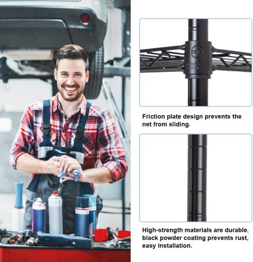 BestOffice | Heavy-Duty 6-Tier Wire Storage Shelves | 42x16x72 | Black | Adjustable Racks | Tool-Free Assembly, Holds Up to 1500 lbs