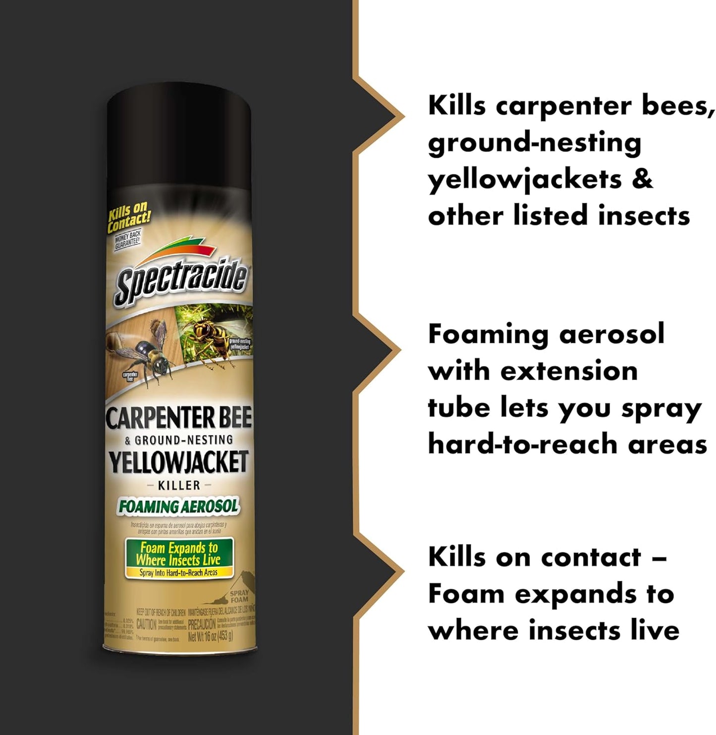 Spectracide Carpenter Bee & Yellowjacket Killer - Foaming Aerosol, 16 Ounces | Targets Insect Nests