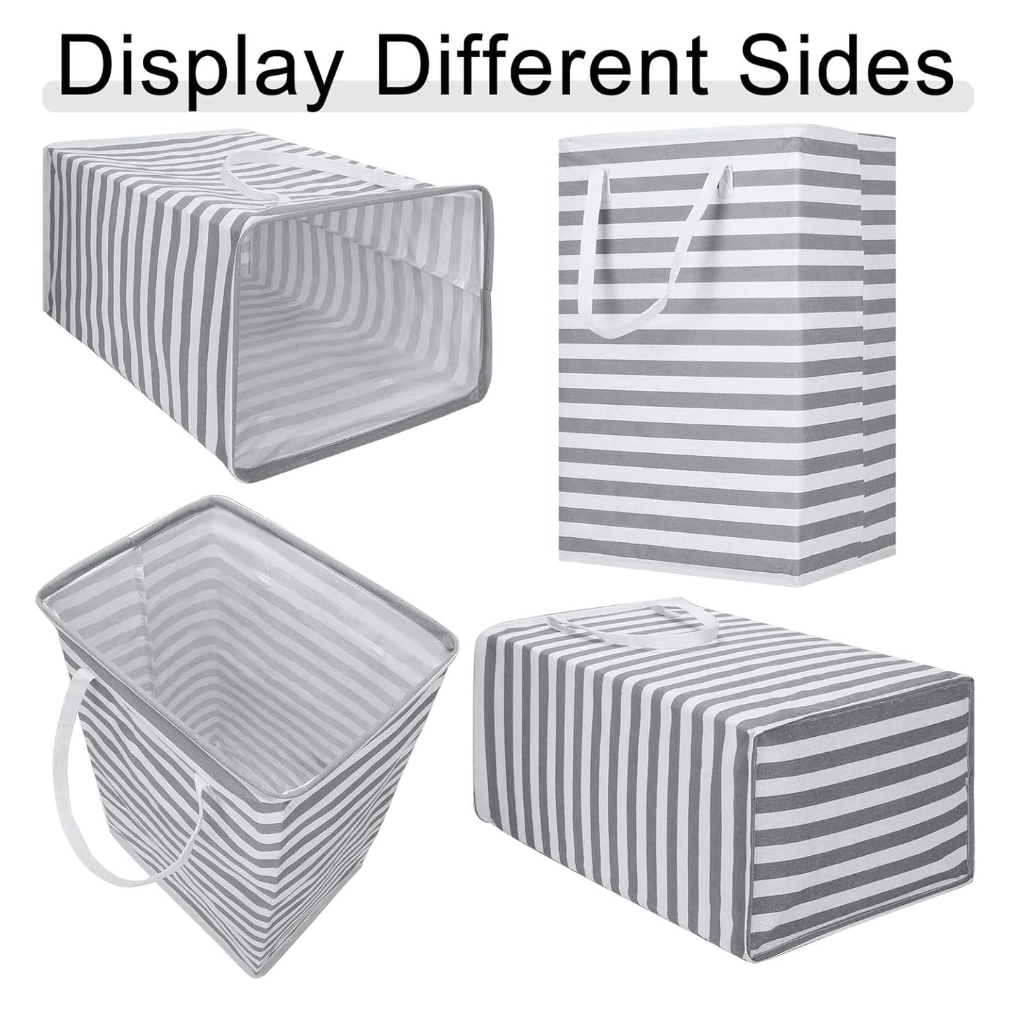 StarHelper Laundry Hamper Large Collapsible Laundry Basket, Freestanding Waterproof Clothes Hamper Storage with Easy Carry Handles for Clothes in Bedroom Bathroom College Dorm for Adults, Gray, 75L