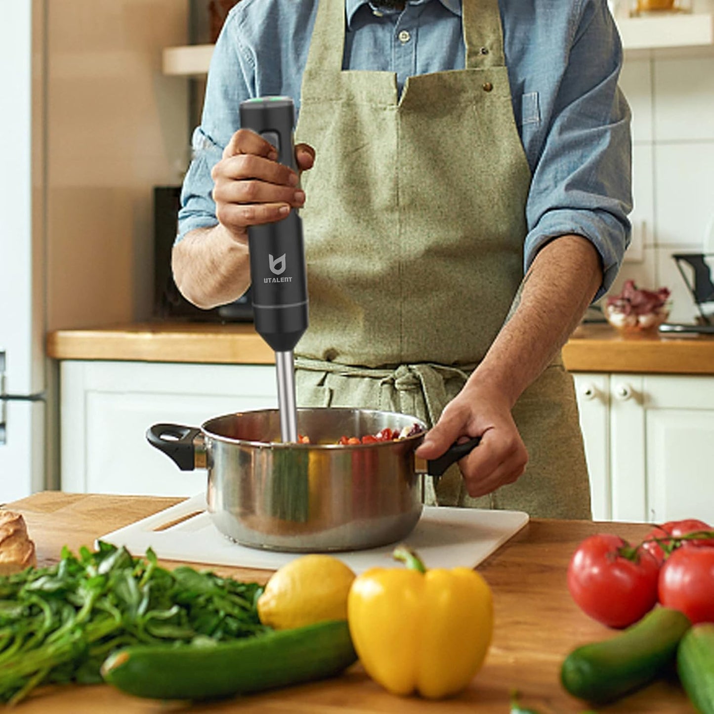 UTALENT Cordless Hand Blender - Variable Speed Immersion Blender with USB-C Charging | Black