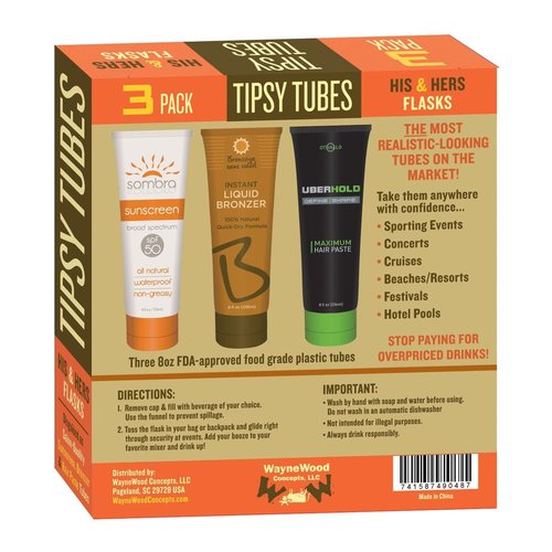 Hidden Flasks for Liquor For Women and Men - Discreet Hidden Sunscreen Alcohol Flask for Cruise, Events and Concerts | Secret Flasks for Liquor and Booze with Pour Spout | 24oz | Tipsy Tubes