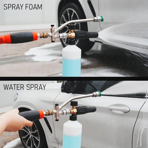 Hourleey Foam Cannon - Dual-Connector Pressure Washer Attachment with 5 Nozzles | 4000 PSI, 1/4" Quick Connect
