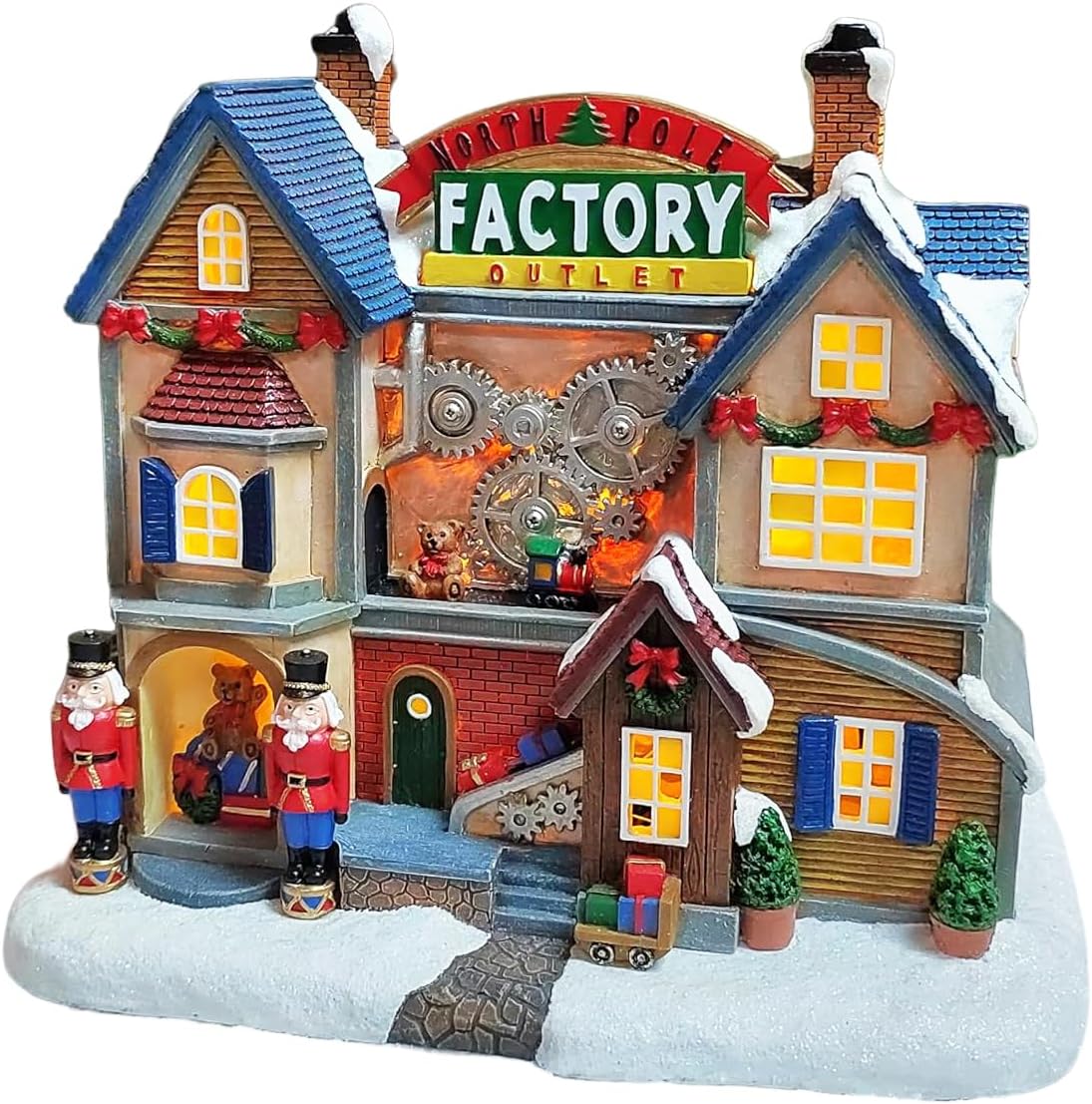 MOMENTS IN TIME LED Lighted Animated Christmas Village House - Hand-Painted Polyresin, 8.3”H