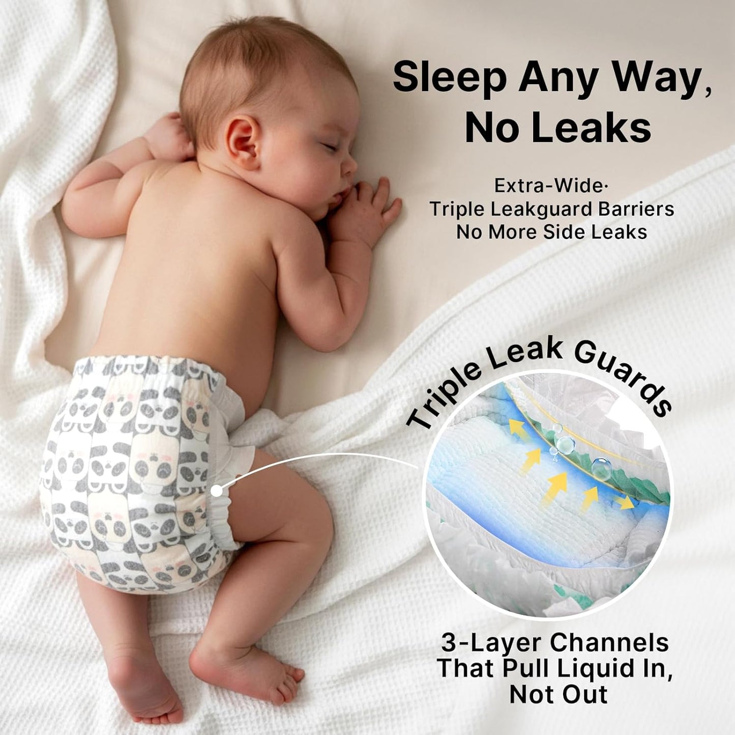 Okayinn BubblePanda Sleep Sack - 1.0 Tog for 6-12 Months | Overnight Baby Diapers (Size 4, 72 Count)