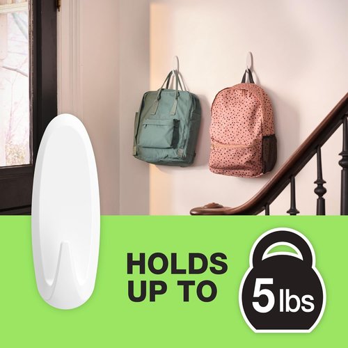 FrogTape ReMOVEables Heavy Duty Wall Hooks - No Damage & Easy to Remove - White - Holds Up to 5 lbs (Pack of 1)